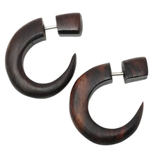 Load image into Gallery viewer, Faux Gauge Plug Earrings Gothic Emo Illusion Plug Wooden Alternative Jewelry