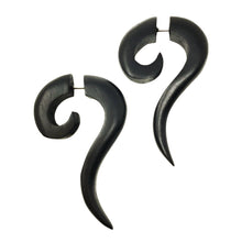 Load image into Gallery viewer, Bohemian Faux Gauge Earrings Tribal Illusion Plug Boho Organic Statement Jewelry brown or black
