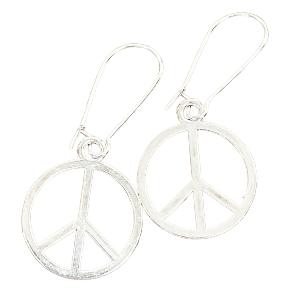 Peace Sign Earrings Gold Silver Boho Hippie Symbol Minimalist Dangle Jewelry