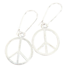 Load image into Gallery viewer, Peace Sign Earrings Gold Silver Boho Hippie Symbol Minimalist Dangle Jewelry