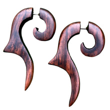 Load image into Gallery viewer, Bohemian Wooden Beach Earrings Tribal Faux Gauge Boho Organic Statement Jewelry