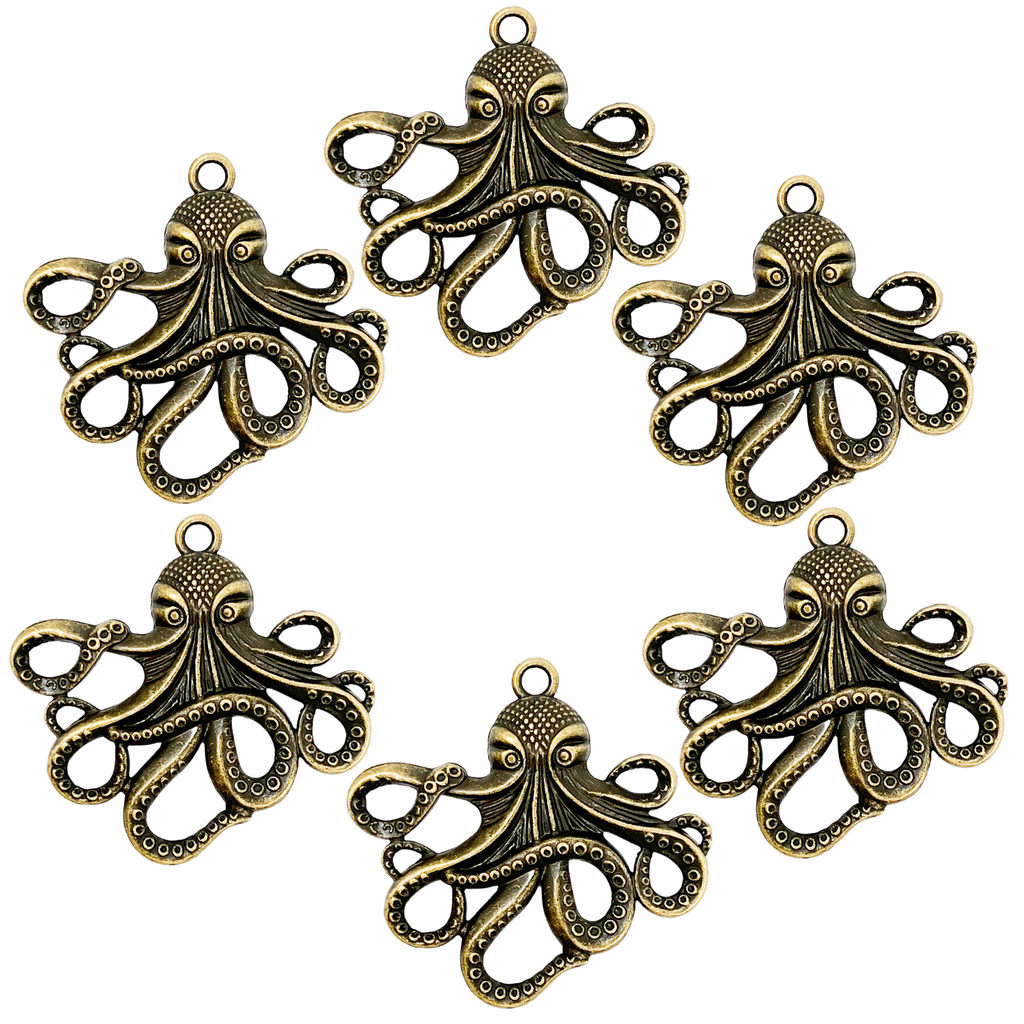 Steampunk Octopus Charms 6 pcs Jewelry Making Supplies