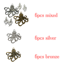 Load image into Gallery viewer, Steampunk Octopus Charms 6 pcs Jewelry Making Supplies
