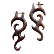 Load image into Gallery viewer, Bohemian Wooden Beach Earrings Tribal Boho Organic Statement Jewelry