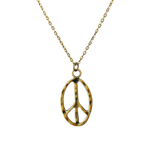 Load image into Gallery viewer, Peace Sign Necklace Boho Hippie Symbol Pendant Bronze Silver Jewelry