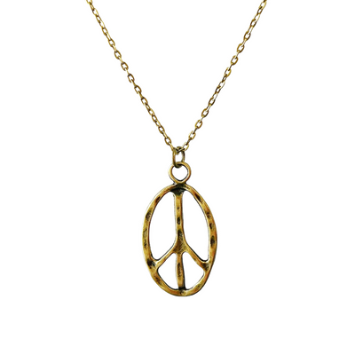 Peace Sign Necklace Boho Hippie Symbol Pendant Bronze Silver Jewelry