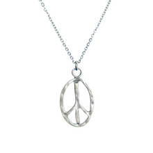 Load image into Gallery viewer, Peace Sign Necklace Boho Hippie Symbol Pendant Bronze Silver Jewelry