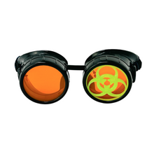 Load image into Gallery viewer, Mad Scientist Biohazard Goggles – cosplay Eyewear - neon pink, green, orange lenses