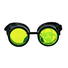 Load image into Gallery viewer, Mad Scientist Biohazard Goggles – cosplay Eyewear - neon pink, green, orange lenses
