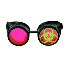 Load image into Gallery viewer, Mad Scientist Biohazard Goggles – cosplay Eyewear - neon pink, green, orange lenses