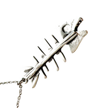 Load image into Gallery viewer, Vintage Fish Bone Necklace Silver Skeleton Pendant Quirky Jewelry