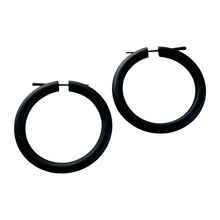 Load image into Gallery viewer, Black Wooden Hoop Earrings Boho Minimalist Lightweight Round Everyday Jewelry
