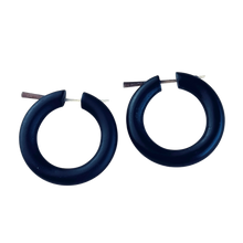 Load image into Gallery viewer, Black Wooden Hoop Earrings Boho Minimalist Lightweight Round Everyday Jewelry