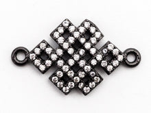 Load image into Gallery viewer, CZ Micro Pave Chinese Knot Connector for Bracelet/Necklace, CZ Cubic Zirconia Space Connector in Gold Silver, 13x12mm,sku#A63