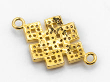 Load image into Gallery viewer, CZ Micro Pave Chinese Knot Connector for Bracelet/Necklace, CZ Cubic Zirconia Space Connector in Gold Silver, 13x12mm,sku#A63