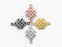 Load image into Gallery viewer, CZ Micro Pave Chinese Knot Connector for Bracelet/Necklace, CZ Cubic Zirconia Space Connector in Gold Silver, 13x12mm,sku#A63