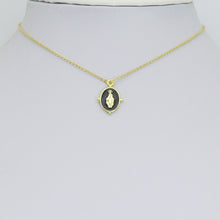 Load image into Gallery viewer, Oval Black/White/Blue/GreenEnamel Mary Saint Oval shape Pendant, Sku#B135