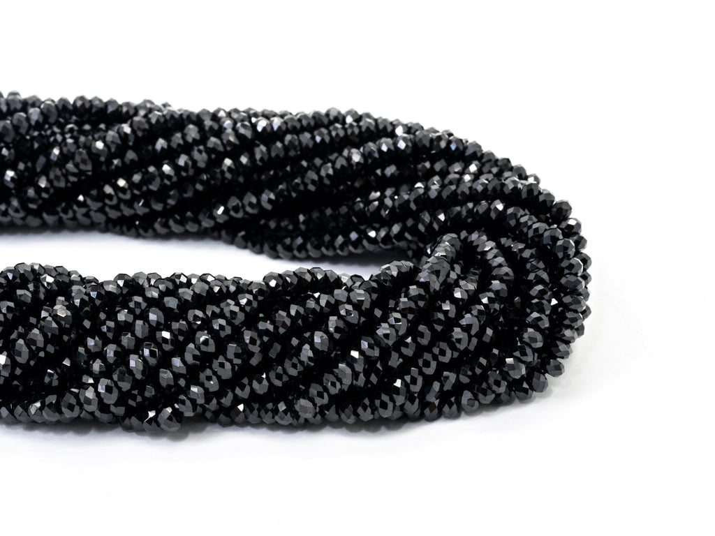 Quality Faceted Black Spinel Rondelle Beads 1x2mm/2x3mm/2x4m, SKU#U101