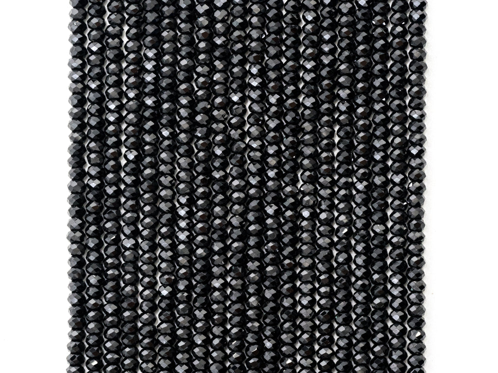 Quality Faceted Black Spinel Rondelle Beads 1x2mm/2x3mm/2x4m, SKU#U101