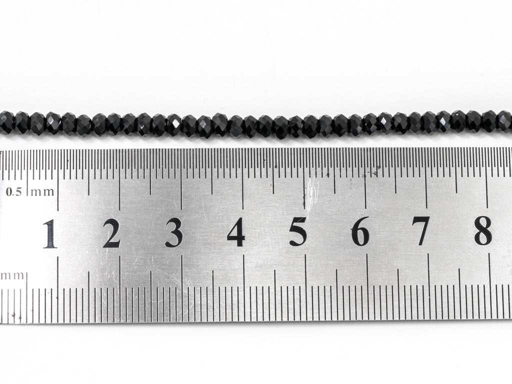 Quality Faceted Black Spinel Rondelle Beads 1x2mm/2x3mm/2x4m, SKU#U101