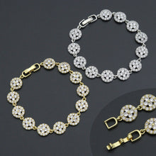 Load image into Gallery viewer, CZ Gold Silver Flower Bezel Setting Bracelet, Sku#B217