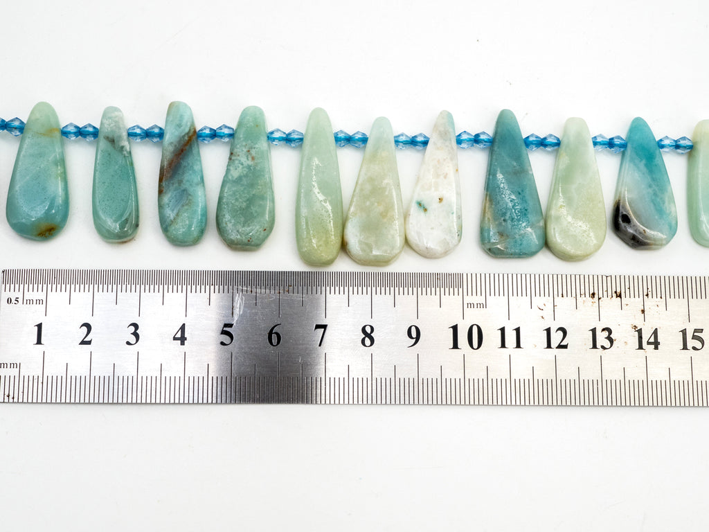 High Quality Natural Amazonite Teardrop beads, 23-36mm, Long Teardrop Blue Gemstone Beads, 15.5inch strand, SKU#U142