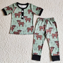 Load image into Gallery viewer, Cow print short sleeve boy spring western pajamas