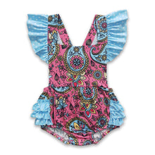 Load image into Gallery viewer, Girl Floral Blue Dot Romper
