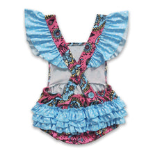 Load image into Gallery viewer, Girl Floral Blue Dot Romper