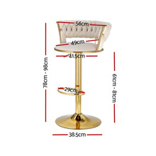 Load image into Gallery viewer, Artiss 4x Bar Stools Gas Lift Velvet Woven Backrest Ivory