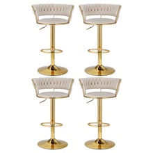 Load image into Gallery viewer, Artiss 4x Bar Stools Gas Lift Velvet Woven Backrest Ivory