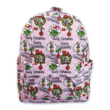 Load image into Gallery viewer, Merry Christmas pink green face girls backpack