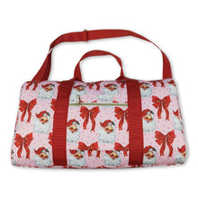 Load image into Gallery viewer, Red ruffle santa polka dots Christmas duffel bag