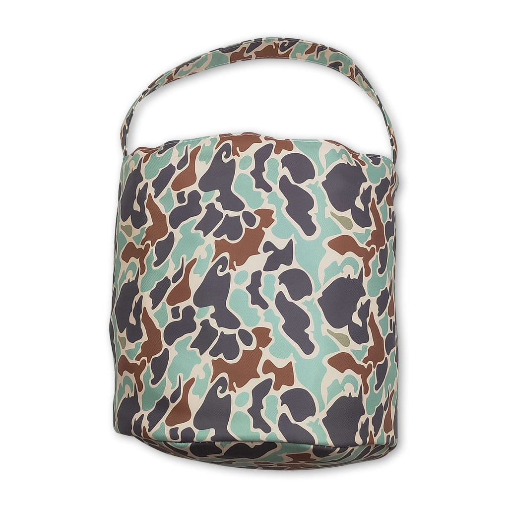 Camo rabbit embroidery kids boys Easter basket