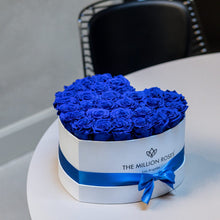 Load image into Gallery viewer, Heart White Box | Royal Blue Roses