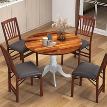 Load image into Gallery viewer, Solid Wood Round 40-inch Kitchen Dining Table with White Legs and Brown Top