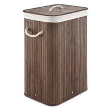 Load image into Gallery viewer, Brown Bamboo Laundry Hamper Dirty Clothes Basket with Lid and Removable Bag