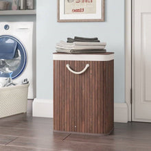 Load image into Gallery viewer, Brown Bamboo Laundry Hamper Dirty Clothes Basket with Lid and Removable Bag
