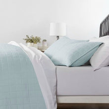 Load image into Gallery viewer, 3 Piece Microfiber Farmhouse Coverlet Bedspread Set Light Blue, Full/Queen