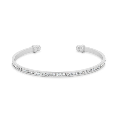 Bonnie 0.8ct Clear Crystals With White Gold Rhodium Channel Set Cuff
