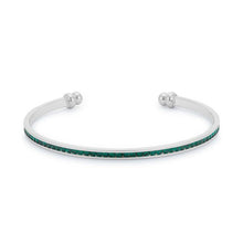 Load image into Gallery viewer, Bonnie 0.8ct Emerald Green Crystals With White Gold Rhodium Channel Set Cuff