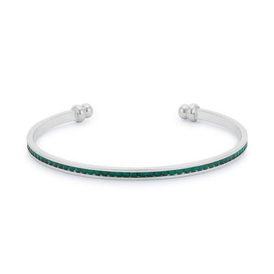 Bonnie 0.8ct Emerald Green Crystals With White Gold Rhodium Channel Set Cuff