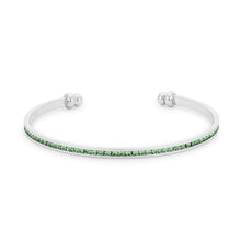 Load image into Gallery viewer, Bonnie 0.8ct Peridot Green Crystals With White Gold Rhodium Channel Set Cuff