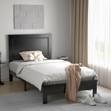 Load image into Gallery viewer, Twin Size Modern College Dorm Wooden Platform Bed in Black