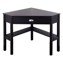 Load image into Gallery viewer, Corner Black Wood Computer Desk with Drawer