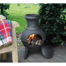 Load image into Gallery viewer, Small Black Outdoor Cast Iron Chimenea Wood Burning  Fire Pit