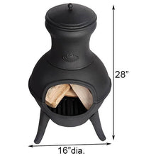 Load image into Gallery viewer, Small Black Outdoor Cast Iron Chimenea Wood Burning  Fire Pit
