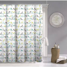 Load image into Gallery viewer, 72-inch 100-Percent Cotton Fabric Shower Curtain with Teal Beige Black Birds