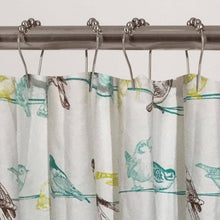 Load image into Gallery viewer, 72-inch 100-Percent Cotton Fabric Shower Curtain with Teal Beige Black Birds