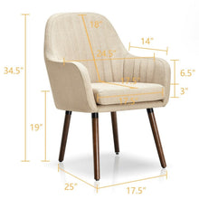 Load image into Gallery viewer, Set of 2 Retro Off-White Linen Upholstered Accent Chair with Stylish Wood Legs